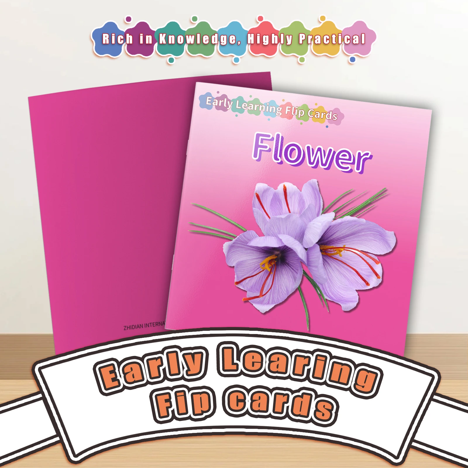 Flower Theme Card Book - Vivid Knowledge Card Book for Early Learning, Visually Stimulating Educational Cards