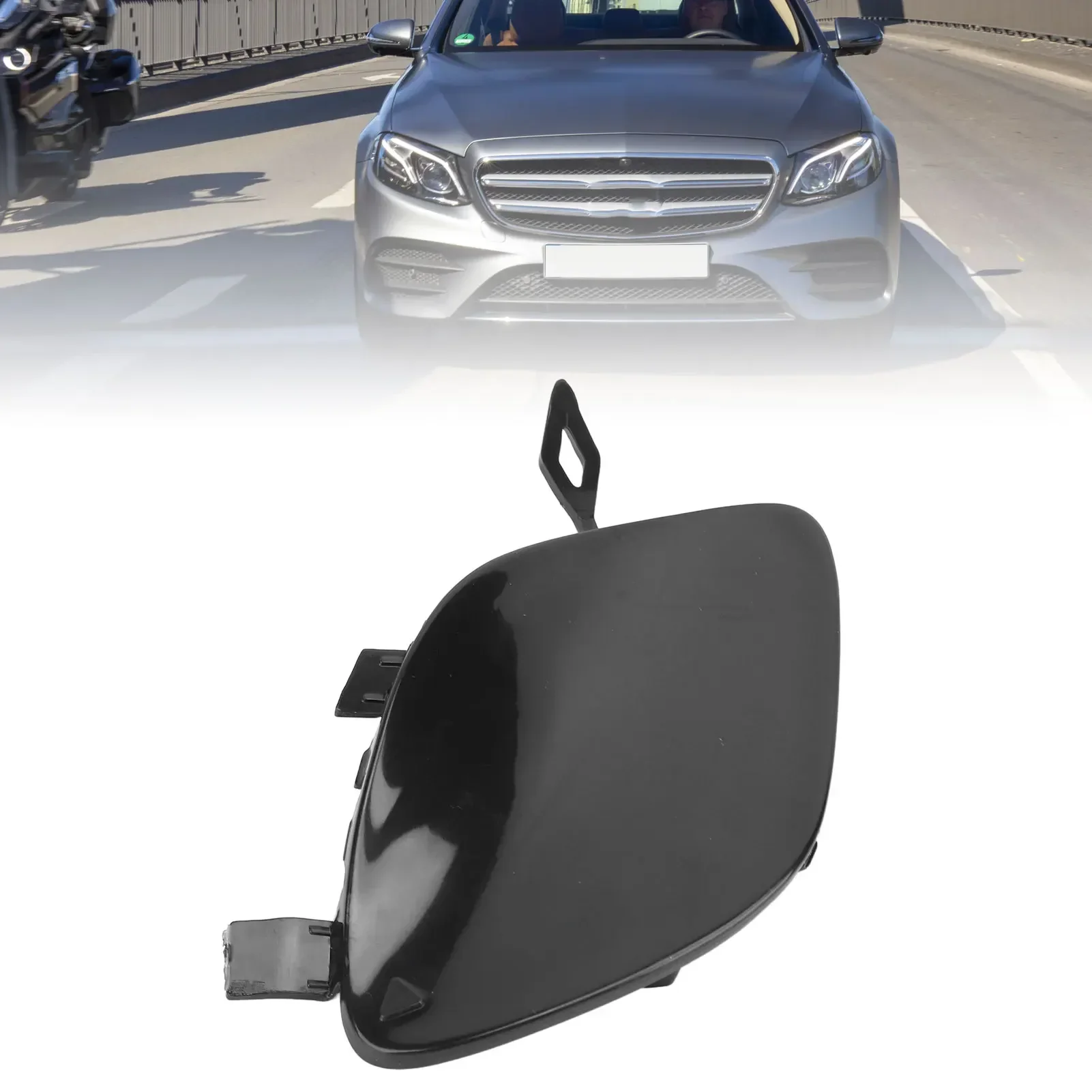 

For Mercedes-Benz E-Class W213 Amg-Line 2017–2020 Front Bumper Tow Eye Cover Black Impact Resistant Front Bumper Towing Eye Cap