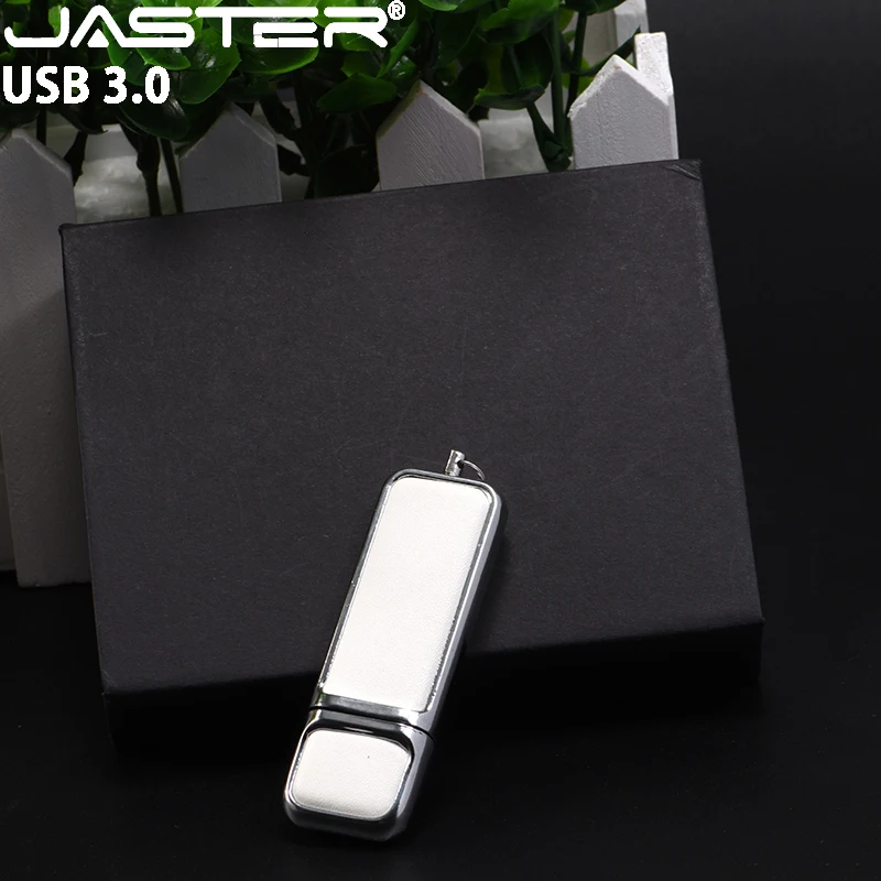 JASTER USB 3.0แฟลชไดร์ฟหนังปากกาไดรฟ์ของขวัญกล่องหน่วยความจำโลโก้ที่กำหนดเอง Pendrive 4GB 8GB 16GB 32GB 64GB 128GB