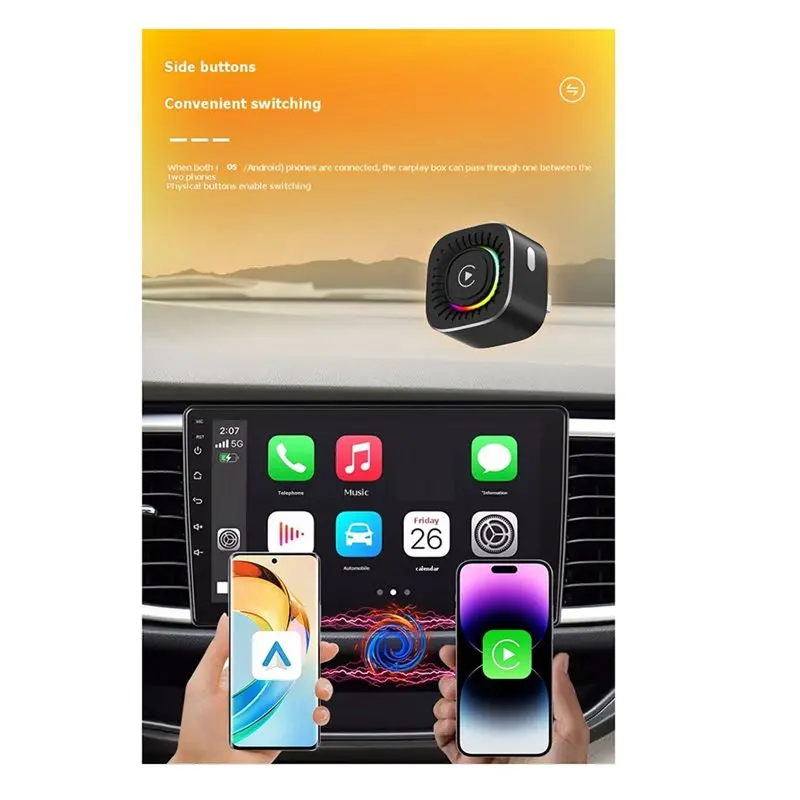 Efficientt-2In1 Wireless Carplay Android Auto AI Box Adapter