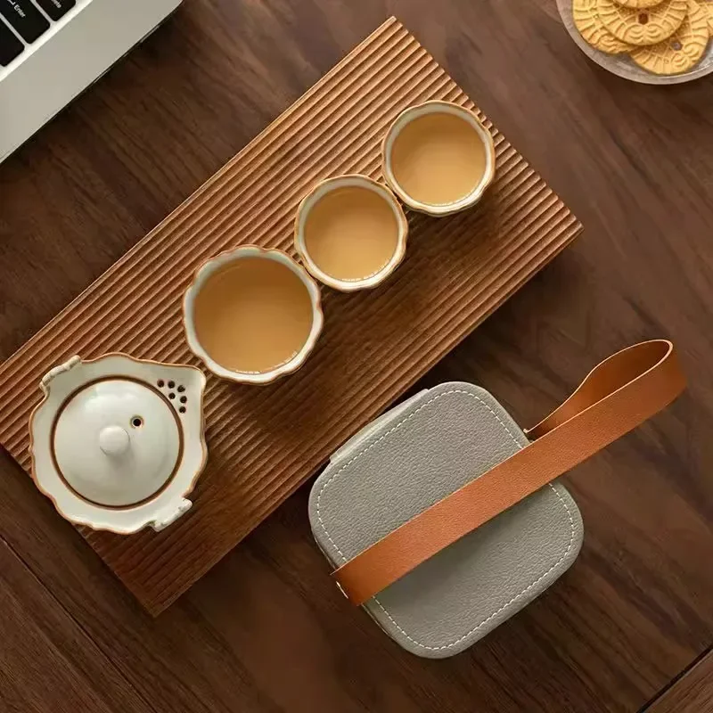 Butterfly Travel Tea Set Outdoor Portable Quick One Pot Three Cups Business Travel Tea Ceremony Gift Set Tea Sets Complete Set