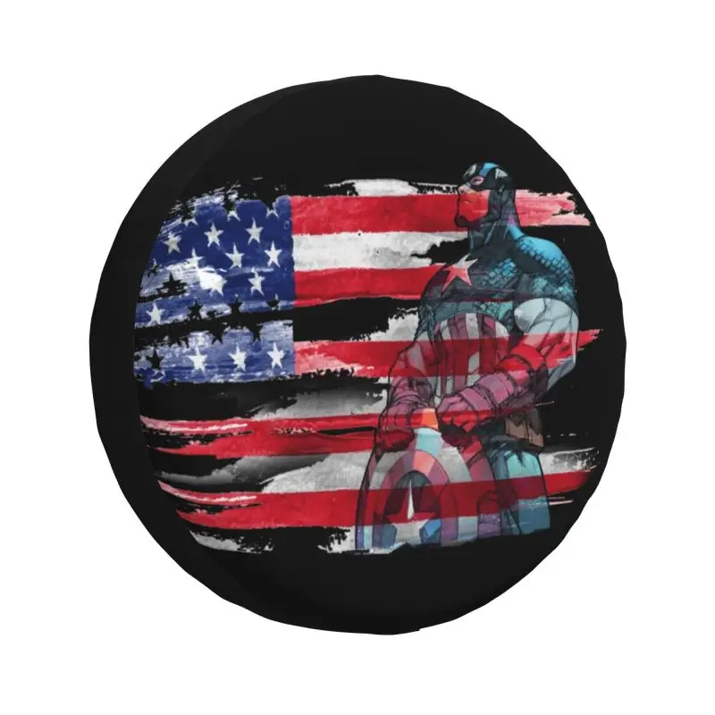 Custom Captain America Spare Tire Cover for Honda CRV Jeep RV SUV Trailer Car Wheel Protector Covers 14