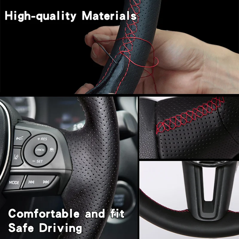 Custom Car Steering Wheel Cover 100% Fit For Toyota Highlander 2014 2015 2016 2017-2019 Auto Interior Accessories Steering Wrap