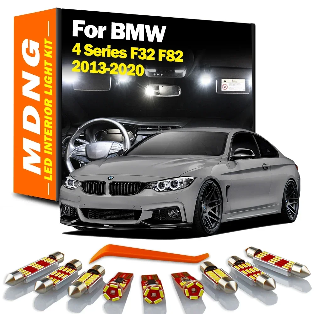 MDNG 13 szt. Lampa wewnętrzna Canbus do BMW serii 4 F32 F82 2013-2020 Żarówki samochodowe LED Wewnętrzne oświetlenie mapy Zestaw akcesoriów