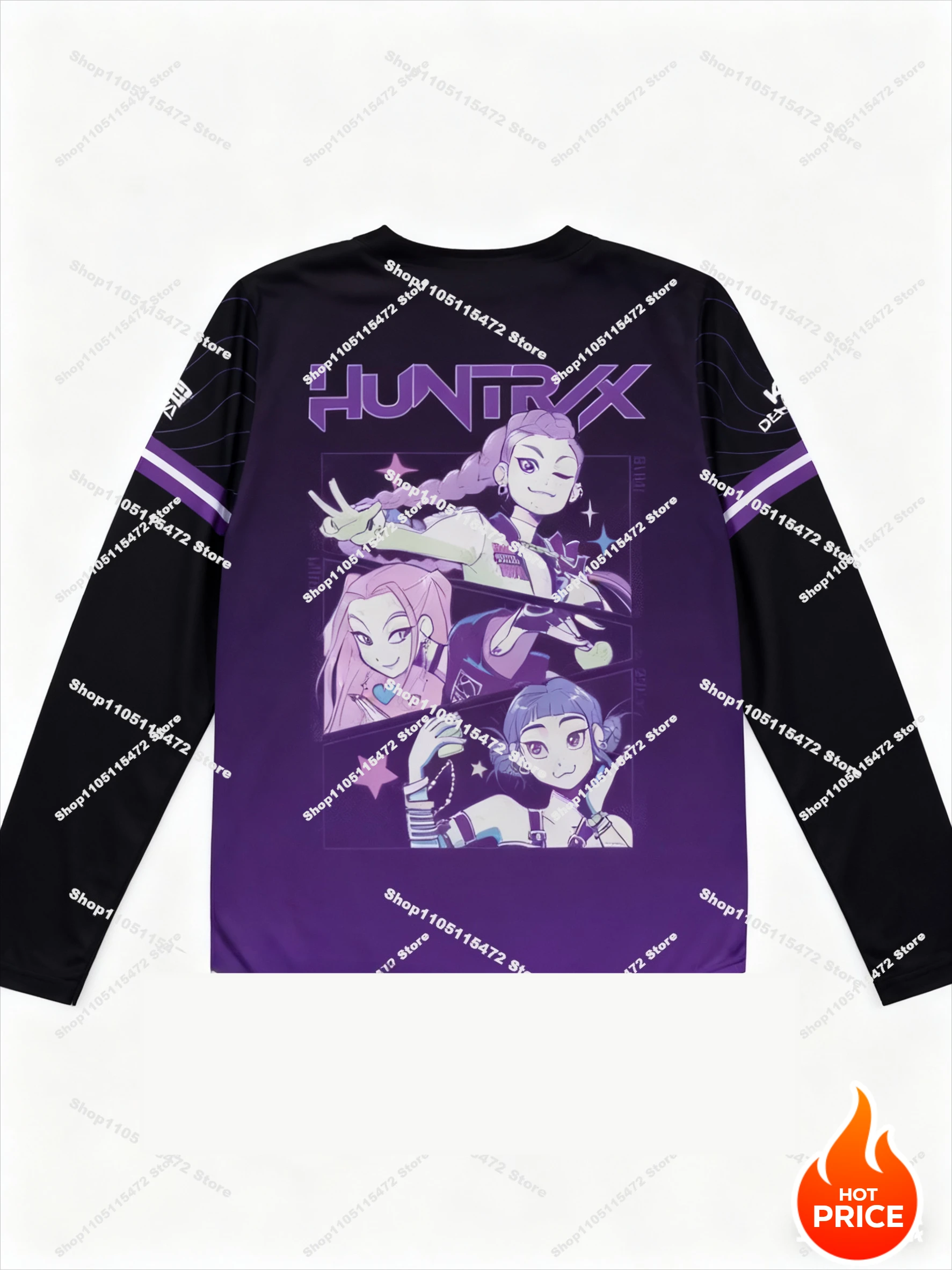 Camiseta de manga larga de la película KPop Demon Hunters, camisetas para niñas y mujeres, camiseta de manga larga a la moda con cuello redondo, ropa de calle informal Unisex