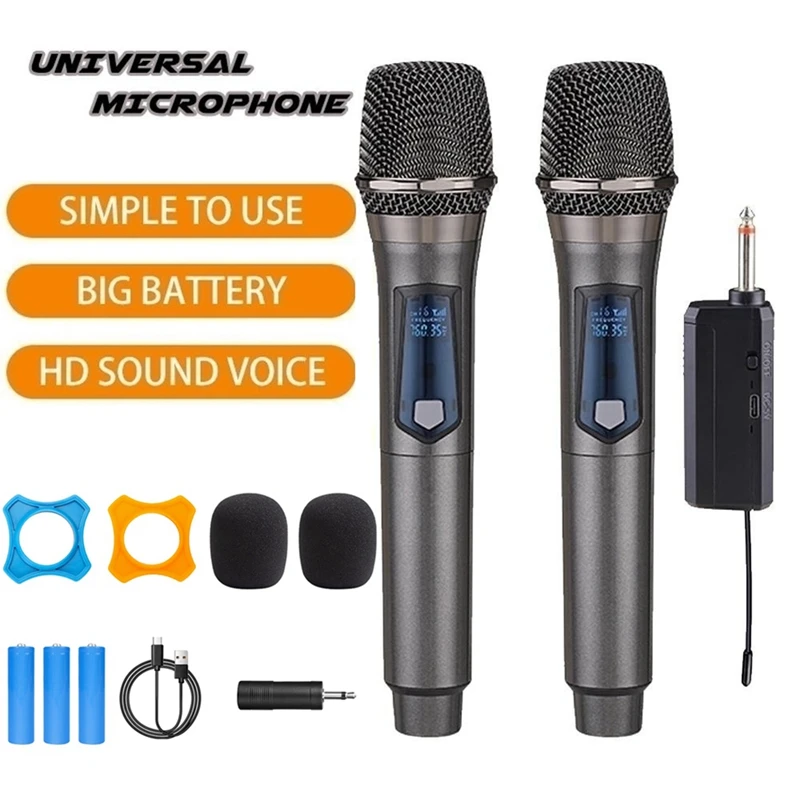 Wireless Microphone 2 Channels UHF Professional Handheld Mic Micphone For Party Karaoke Professional Church Show