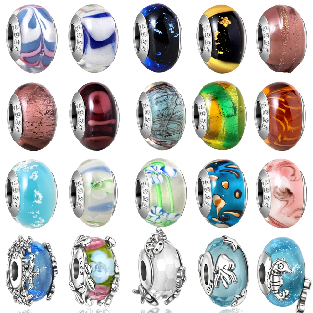 Nuevo Charm de Plata de Ley 925 con Cristal de Murano Azul Océano Facetado, Compatible con Pulseras Originales, Accesorios de Joyería DIY para Mujer