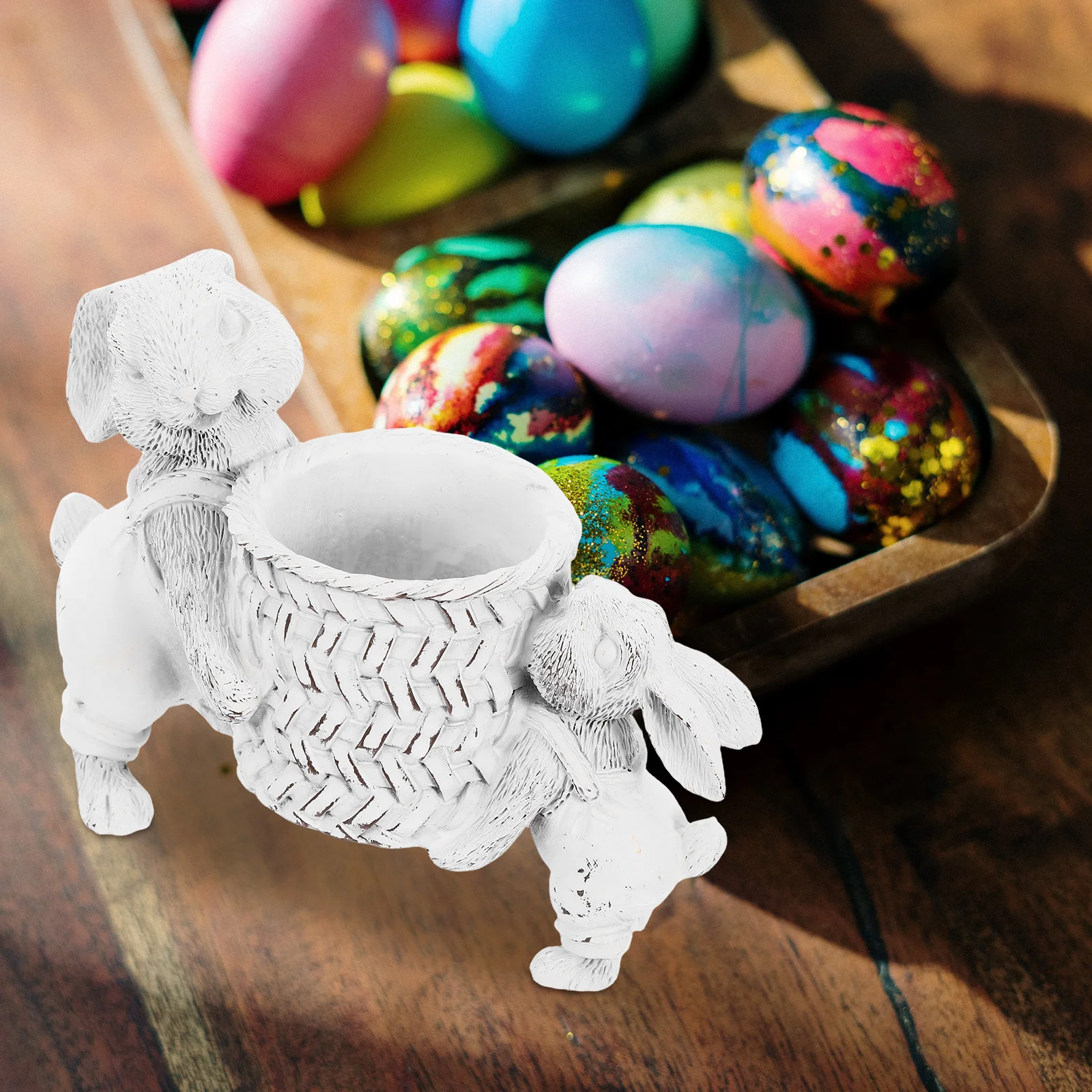 

Easter Bunny Resin Pen Holder Cute Bunny Pencil Cup Decorative Stationery Organizer Desk Storage Stand Modern Design