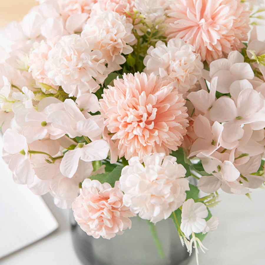 10 Stück Künstliche Blumen aus Seidenhortensien, Handgefertigter Brautstrauß, Festliche Vase, Heimdekoration, Garten, Hochzeitstisch, Pflanzen, DIY-Geschenk – Detail 9
