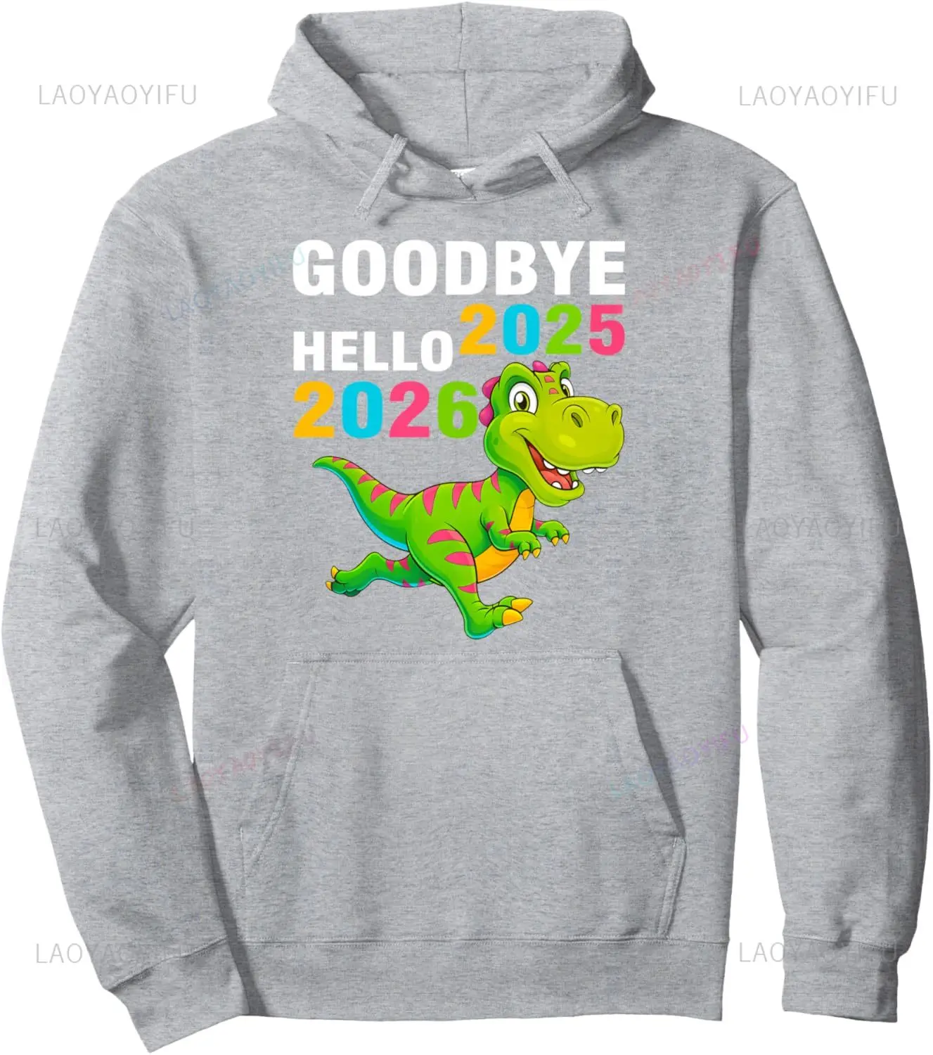 Goodbye 2025 Hello 2026 T Rex Happy New Year 2026 Boys Kids Pullover Hoodie Y2k Harajuku Funny Tops
