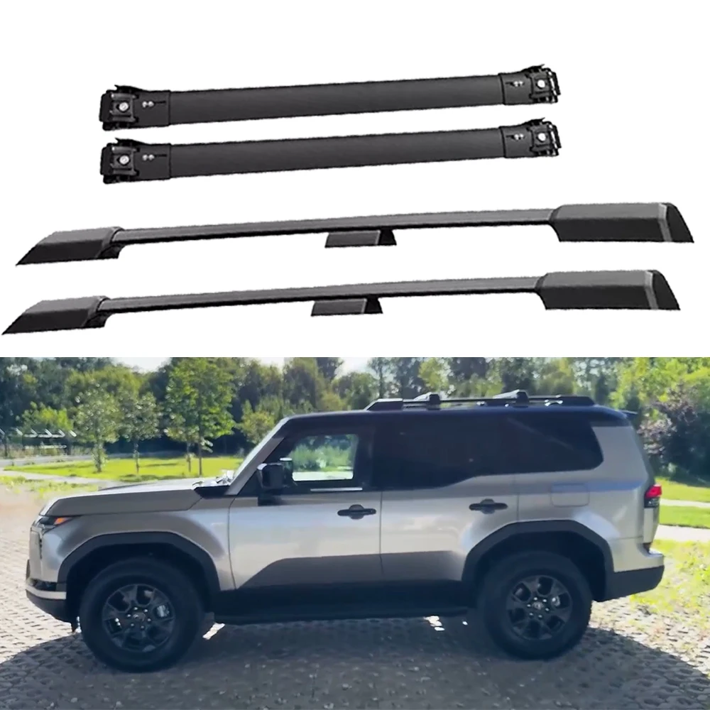 4PCS Roof Rail Rack Fit for Lexus GX550 2024 2025 Cross Bar Accessories All Black Aluminum