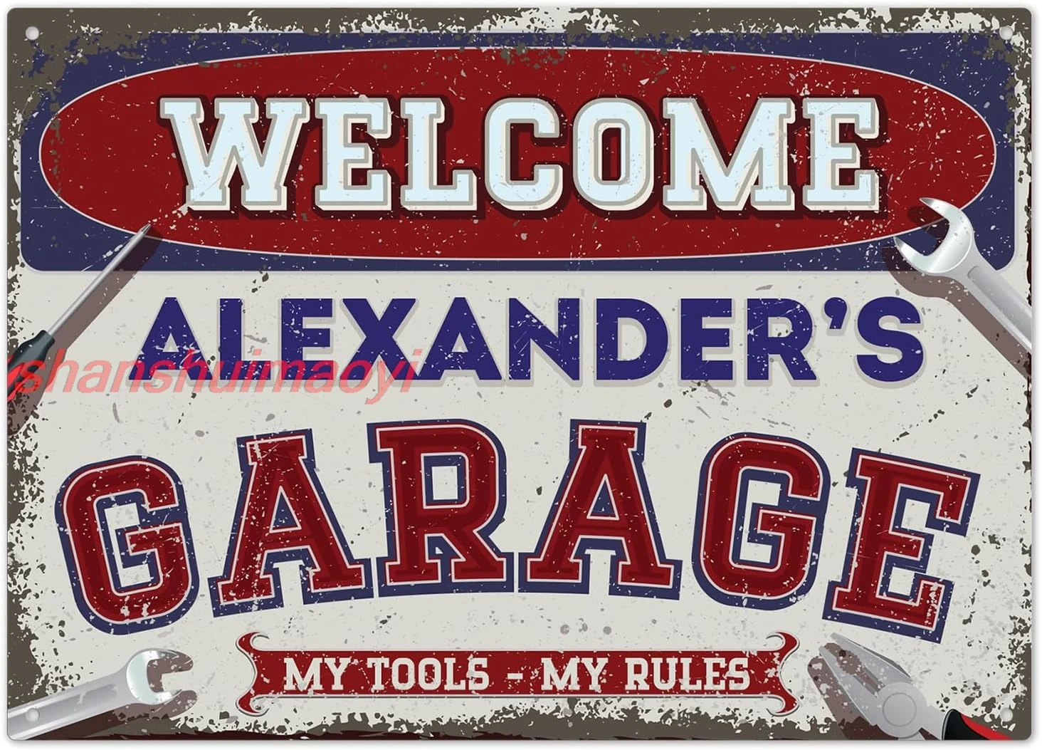 Sigo Signs, Custom Welcome Garage Signs, Personalized Rustic Vintage Sign, For Him, For, Man Cave, Indoor/Outdoor Sign, 10X14 In