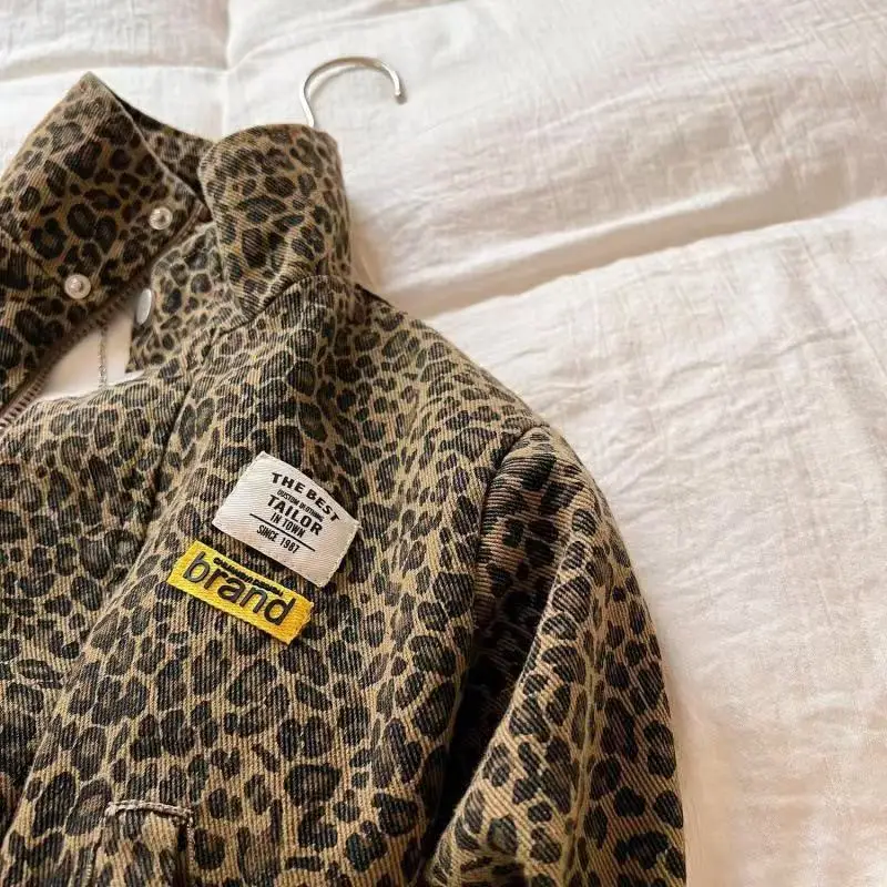

2025 New Spring Autumn Baby Girls Boys Leopard-print coat Coats Jackets parkas Fashion Kids Children Tops Clothes Overcoats