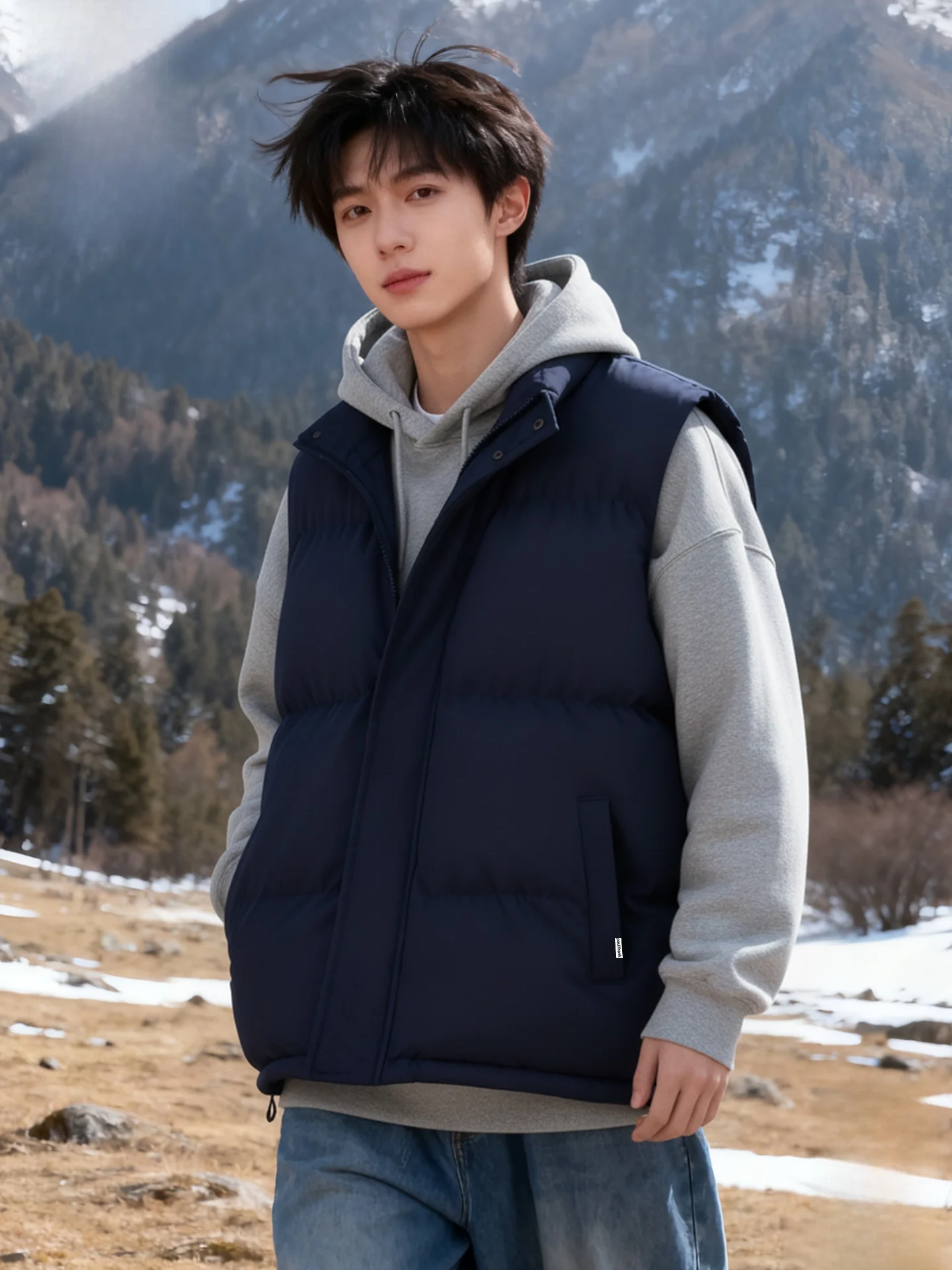 

Men's Warmth Monkey Vest Jaet Outerwear Autumn Winter Faionable Thiened Polyester Zipper Closure Animal Pattern