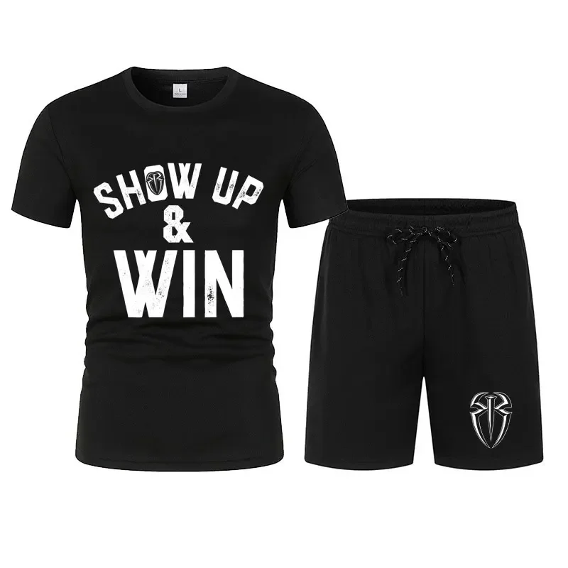 Herren Roman Reigns „Acknowledge Me“ T-Shirt Shorts Set Sommer Kurzarm Mann Overiszed Anzüge 2024 Neue Mode Kleidung Sets