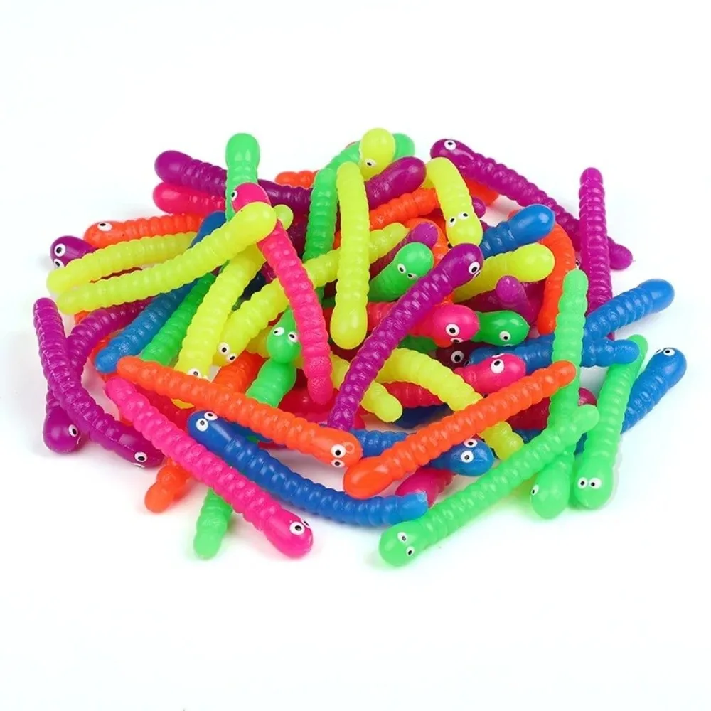 5/12Pcs New Colorful Caterpillars Fidget Toy Soft Caterpillars Anti Stress Release Stretch String Squeeze Toy Kids