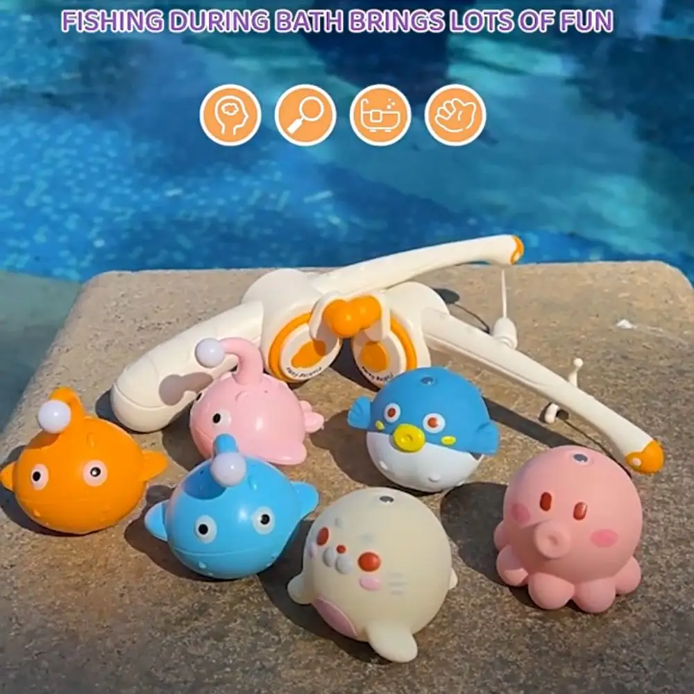 Pêche magnétique pour enfants, lion de mer, poisson bouffant, salle de bain, éducation précoce, pêche interactive, jouets pour garçons