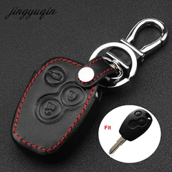 jingyuqin 3 button Car Remote Key Leather Cover Case for Renault Duster Logan Fluence Clio Master Traffic Kangoo Megane Laguna