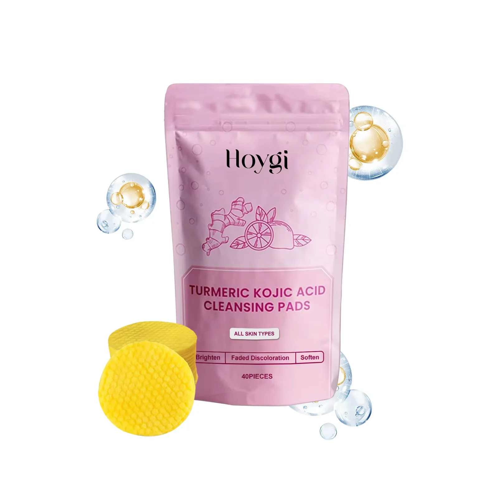 Turmeric Kojic Acid Cleansing Pads Daily Pores Cleaning Makeup Dead Skin Removal Oil Control Nourish Exfoliating Facial Sponge