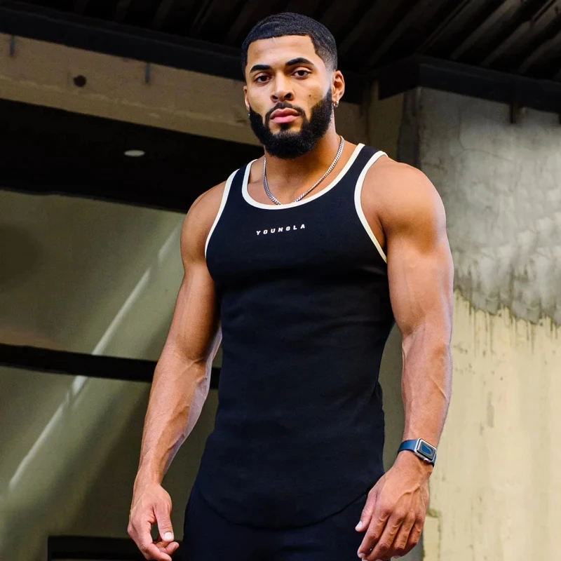 Summer New Men\'s Vest Gym Sports Fitness Quick Dry Breathable Stretch Sleeveless T-shirt Fashion Men\'s Clothing Knitted Vest man