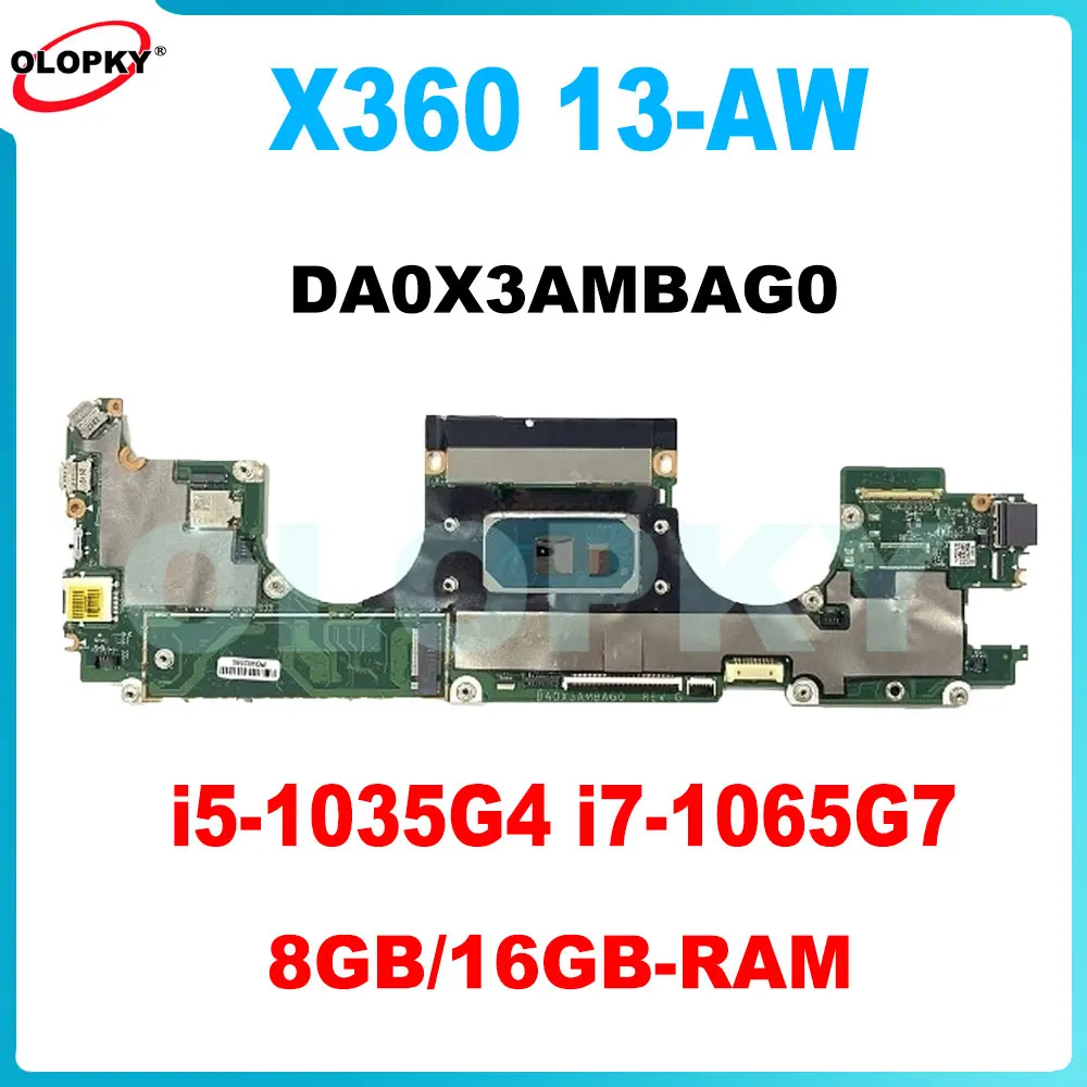 DA0X3AMBAG0 for HP Specter X360 13-AW Laptop Motherboard with i5-1035G4 i7-1065G7 CPU 8GB/16GB-RAM L71985-601 L71985-001