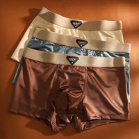 4PCS Thin Thin Satin Silk Boxer Briefs Mid Waist Seamless Ice Silk Boxers Lingerie Underpants Underwear for Men Daily