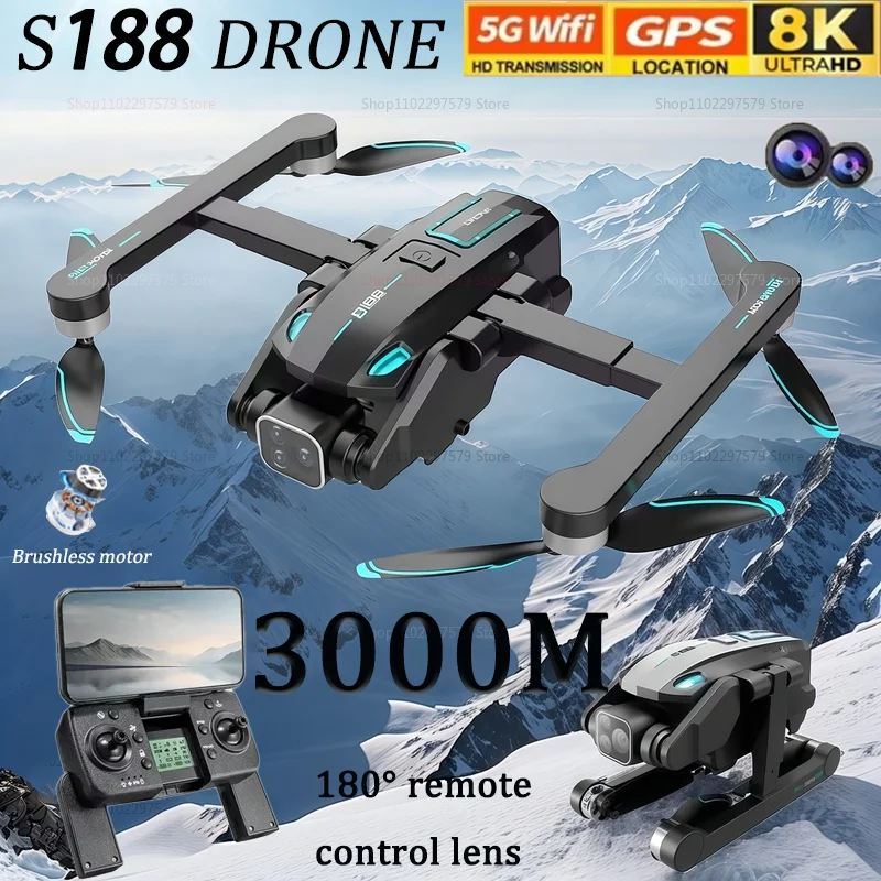 

S188 GPS Drone With 5G WiFi 8K HD Camera Optical Flow Obstacle Avoidance Foldable Brushless Quadcopter For Photography Toy Gifts