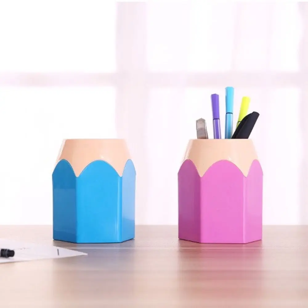 Portable Office Desk Tidy Organiser Pencil Pot Holder Pen Storage Organizer Box Creative Pencil Head Pen Holder