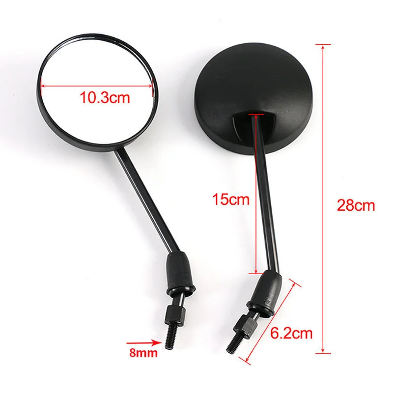 Motorcycle Mirrors Universal 8mm Scooter E-Bike Cafe Racer Retro Rearview Mirrors Adjustable HD Vision ABS Round Side Mirror