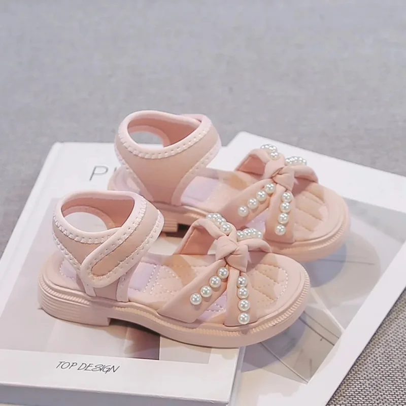 

Korean Style Summer Sandals For Girls Princess Pearl Teenager Girl's Sneakers Waterproof Barefoot Beach Shoes For Children