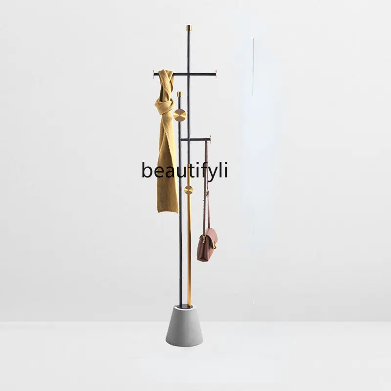 

yj Italian-Style Light Luxury Floor Coat Rack Minimalist Creative Stainless Steel Coat Hanger