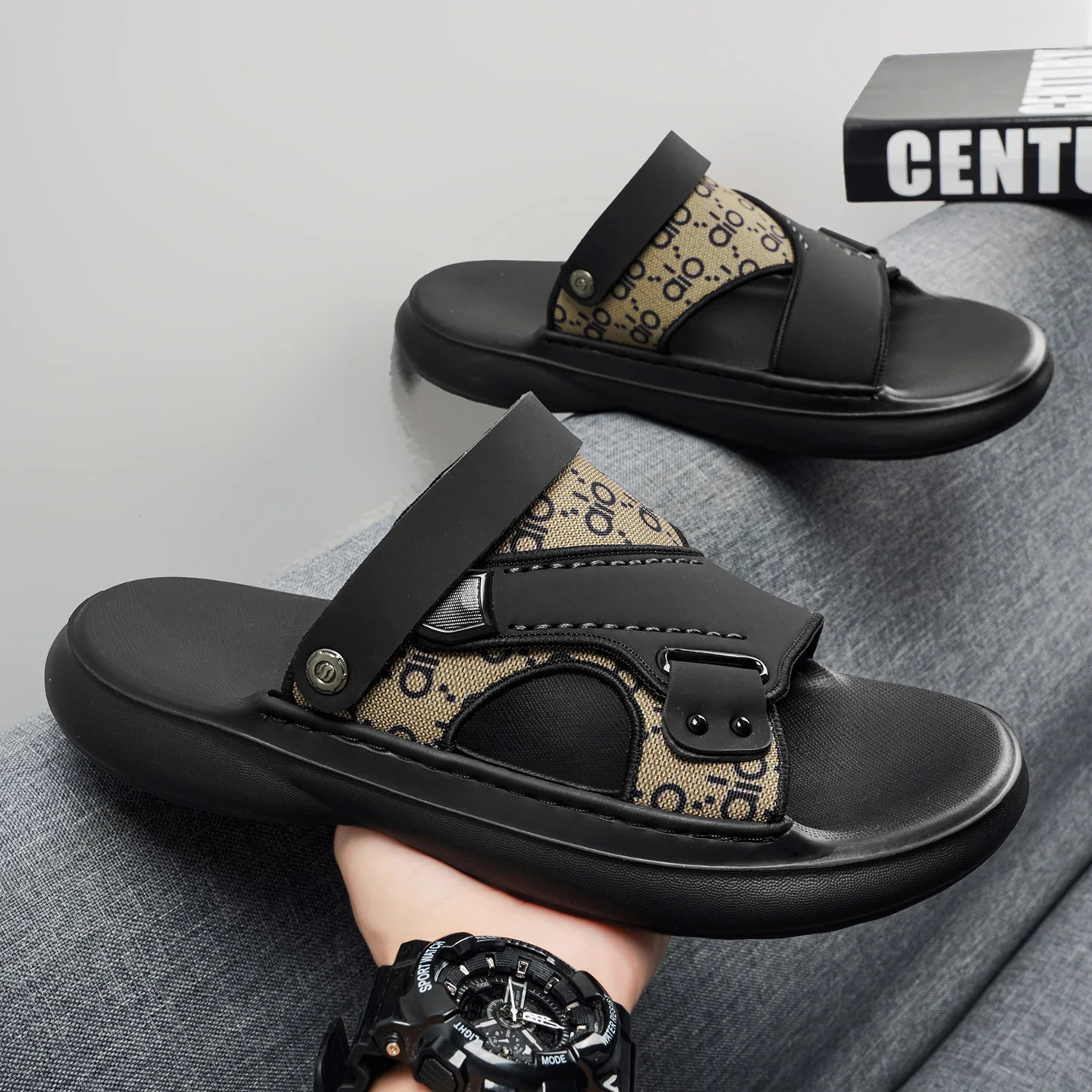 

Thick Platform Dual Wear Beach Slides, Breathable Anti-Slip Durable Outdoor Casual Sandals for Men Summer