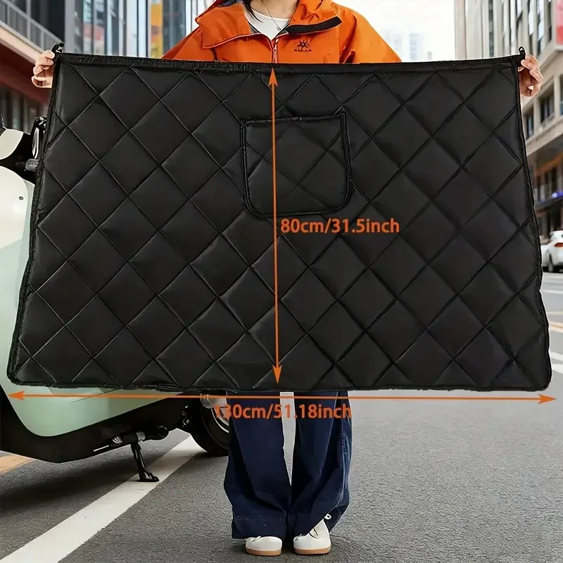 1 قطعة دراجة نارية الساق الزجاج الأمامي الملابس المخملية يندبروف غطاء الزجاج الأمامي الدافئ جيب كبير الشتاء غطاء مقاوم للبرد