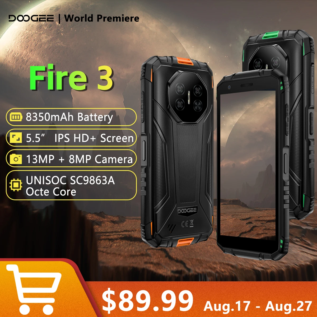 Doogee Fire 3 Rugged Smartphone 12GB+64GB 8350mAh Battery 5.5