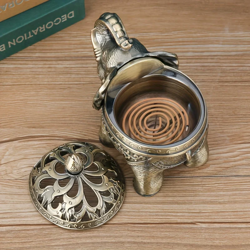 

Винтажная курильница в форме слона, металлический восточный декор для благовоний с символизмом удачи, подарок для домашних любителей благовоний