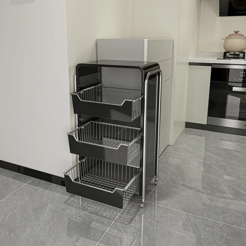 

Kitchen vegetable basket rack floor-to-ceiling multi-layer multi-functional vegetable storage basket movable trolley