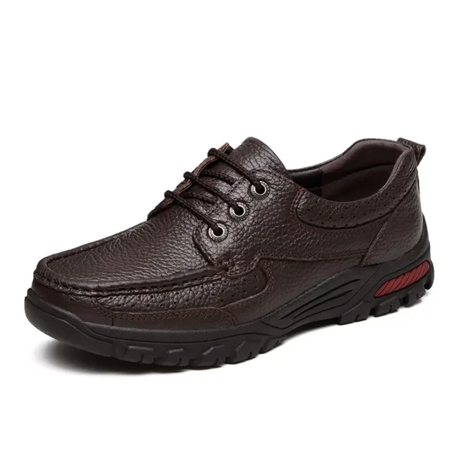 Zapatos planos de piel auténtica para hombre, mocasines informales, hechos a mano, talla grande 38-48