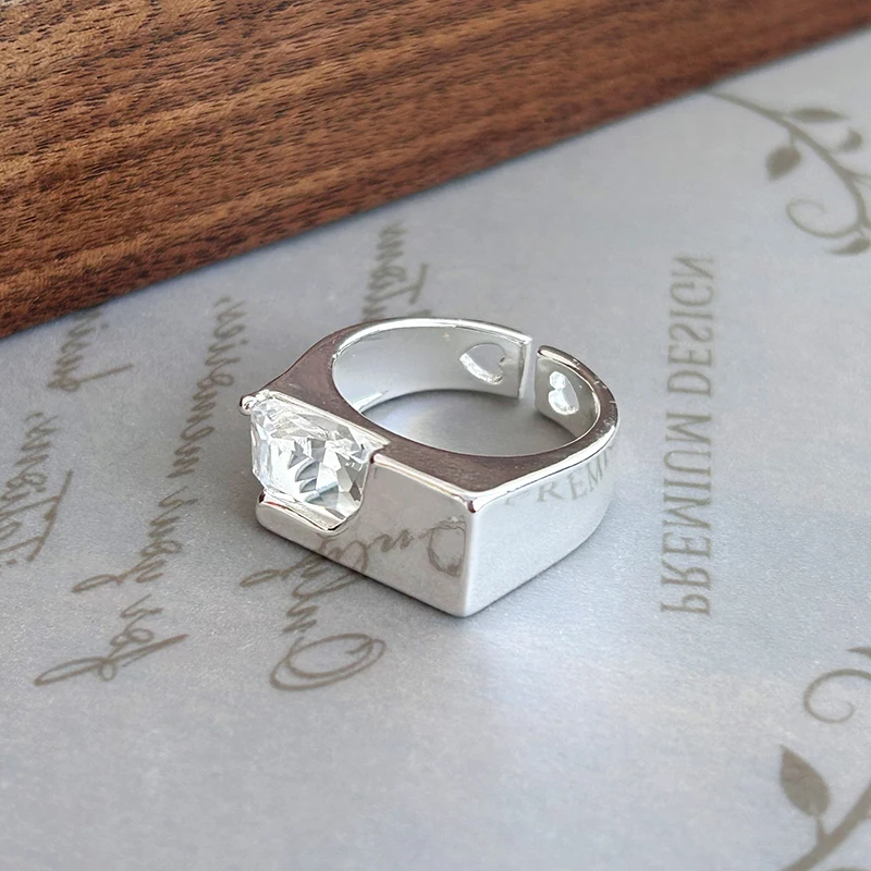 Foxanry Minimalist Silver Color Finger Rings for Women Couples New Trendy Elegant Sparkling Zircons Wedding Party Jewelry Gifts