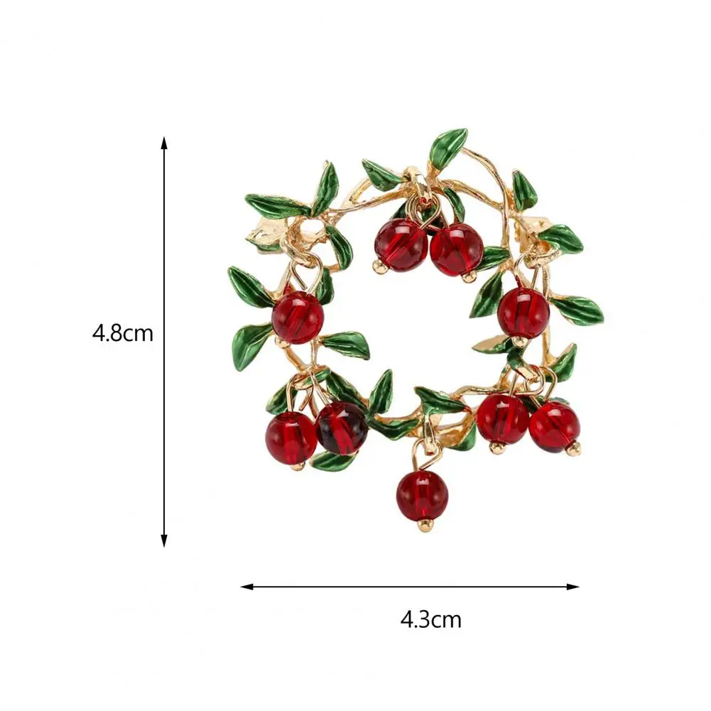 Women Brooch Elegant Brooch Cranberry Wreath Brooch Pin Leaf Fruit Coat Collar Decoration Anti-oxidation for Formal