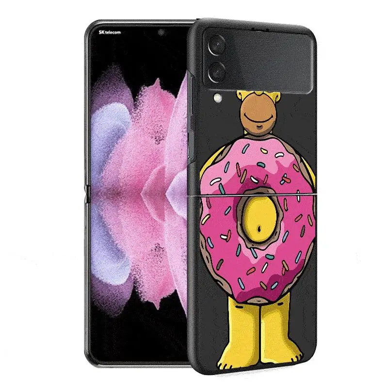 Case for Samsung Galaxy Z Flip 4 3 5 5G Flip Shockproof Capa 6.7 Inches Black Hard PC ZFlip 4 Phone Cover Simpsons Family