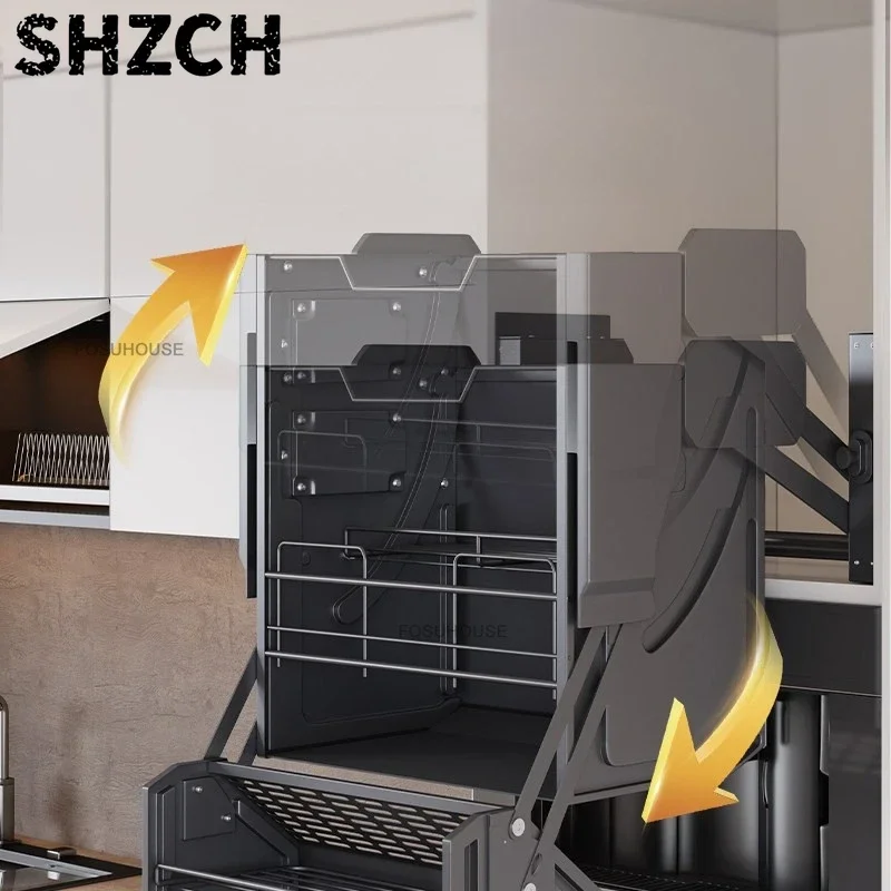 Lift-up Pull-out Baskets for Kitchen Cabinets Oven Storage Pull-out Baskets for Snacks Overhead Cabinets Kitchen Furniture H
