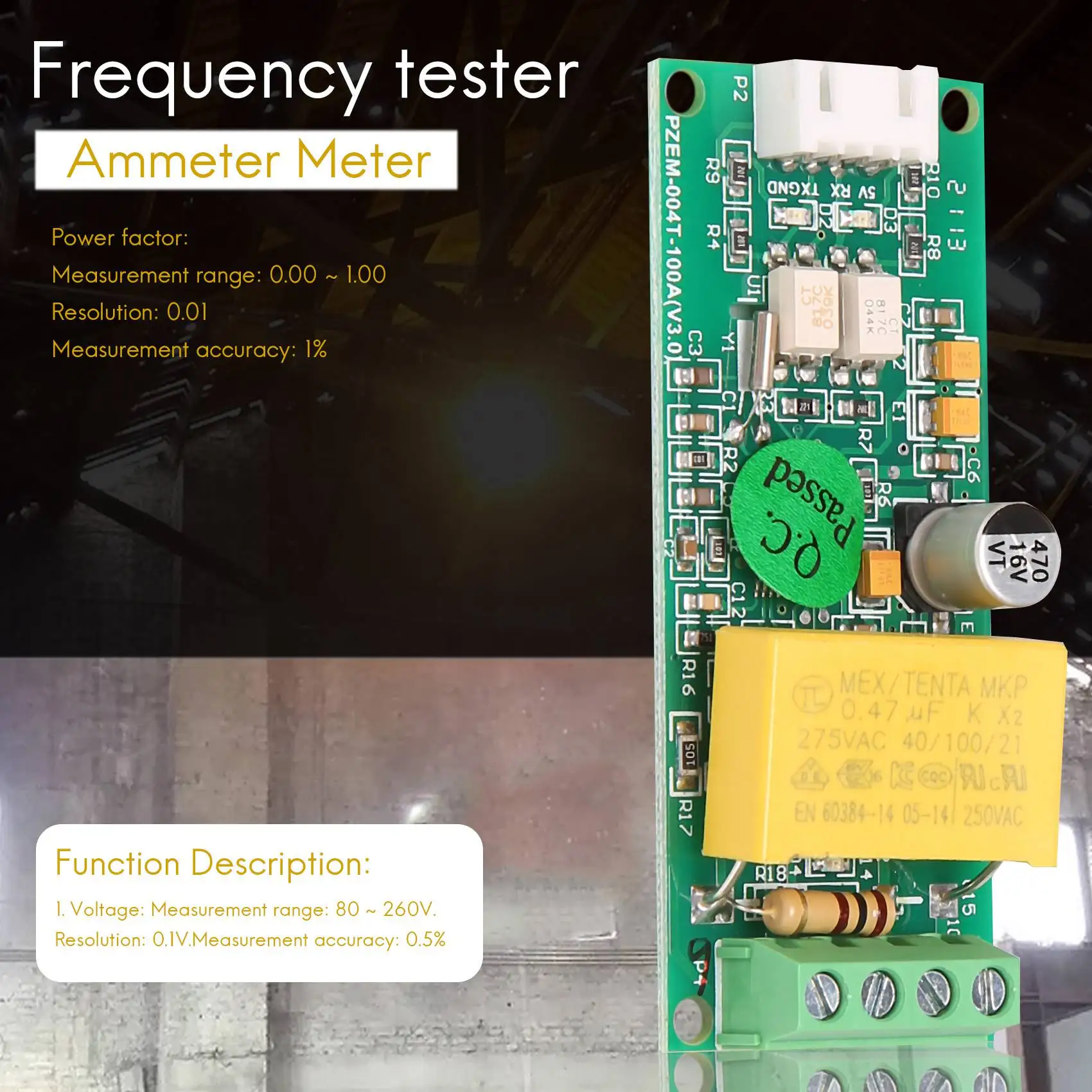 PZEM-004T Digital AC Amperímetro do medidor, TTL Fator de potência atual, Frequency Tester Módulo com bobina 100A, 80-260V, versão atualizada