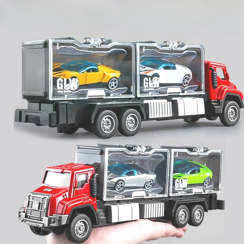 

Контейнер из сплава, транспортный грузовик, пластиковый игрушечный контейнер для мальчика, прицеп, транспортный грузовик, автомобиль для хранения, модель спортивного автомобиля, разные цвета