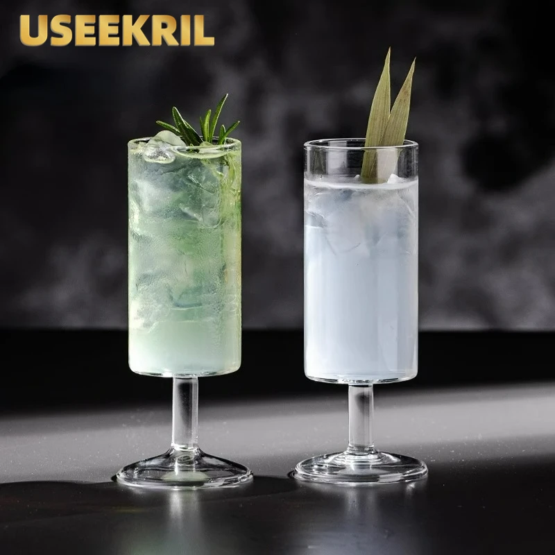 Japanese Collin Cups Creative Long Drink Cup Cocktail Glasses Cup Small Capacity Glass Tall Champagne Glass Drinkware Accessory