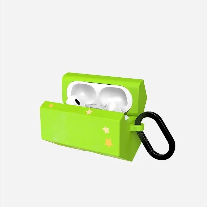 

Green Box Cartoon Silicone Case for AirPods Pro2 Pro Earbuds Cover with Hook