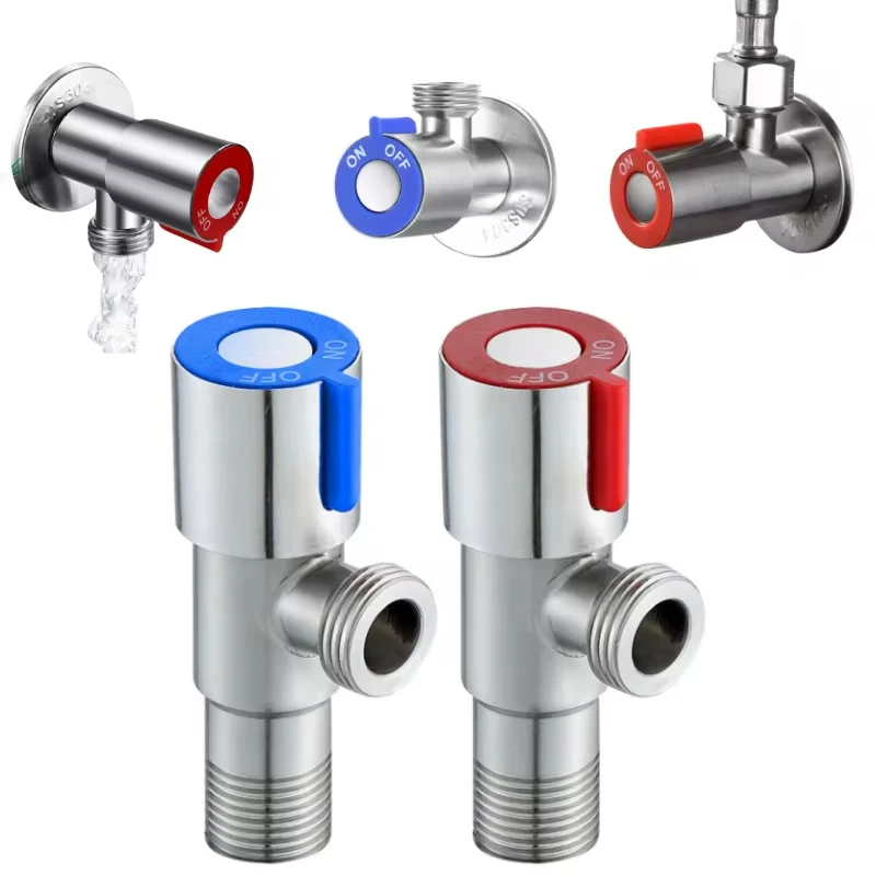 SUS304 Stainless Steel Quarter Turn Angle Valve 1/2 Inch Rotary Globe Valves Toilet Water Inlet Switch Kitchen Bathroom Valve