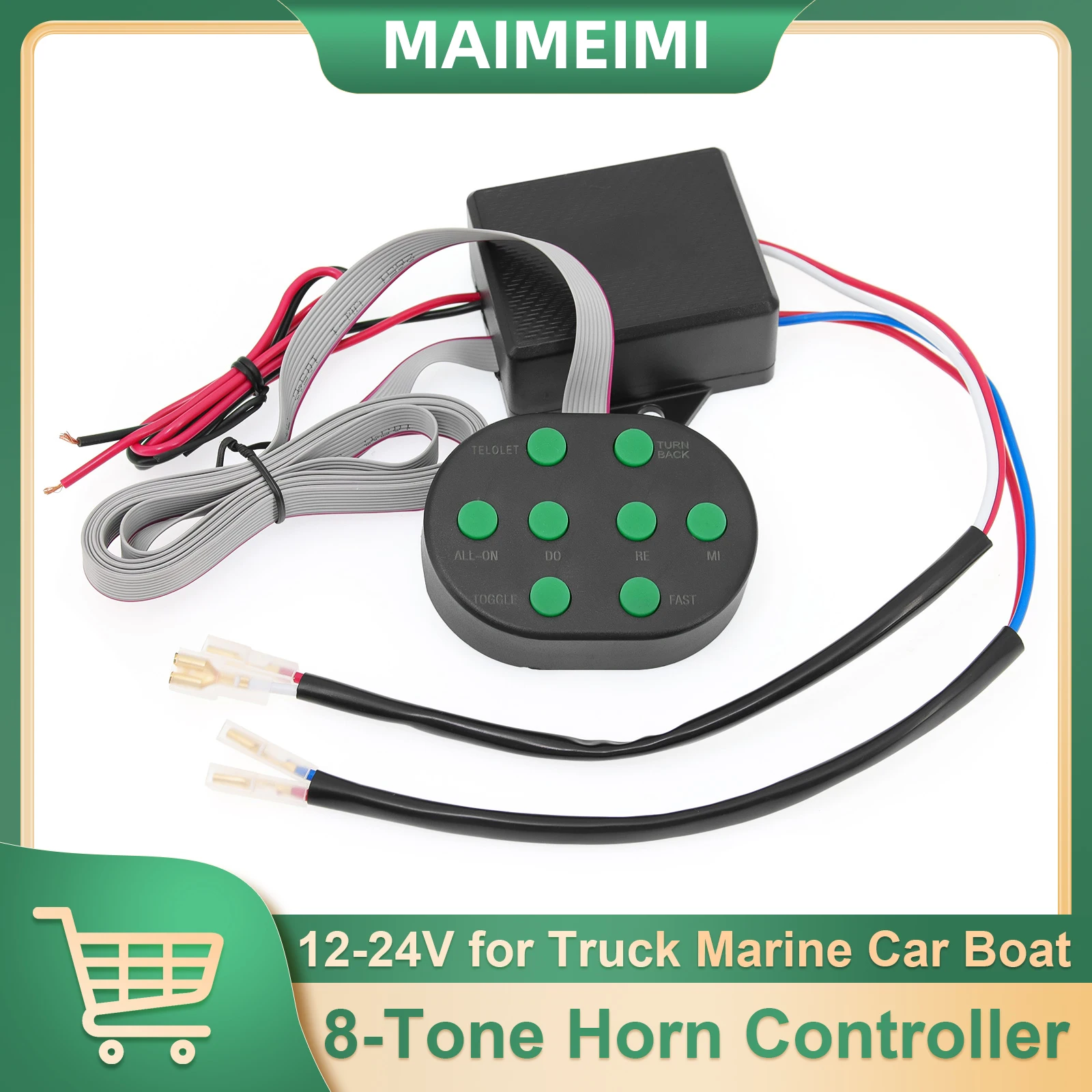 12V 24V Car Horn Controller 8-Tone Musical Electronic Horn Easy Installation for Car Truck Marine Boat 400Hz 500Hz 600Hz 135Db