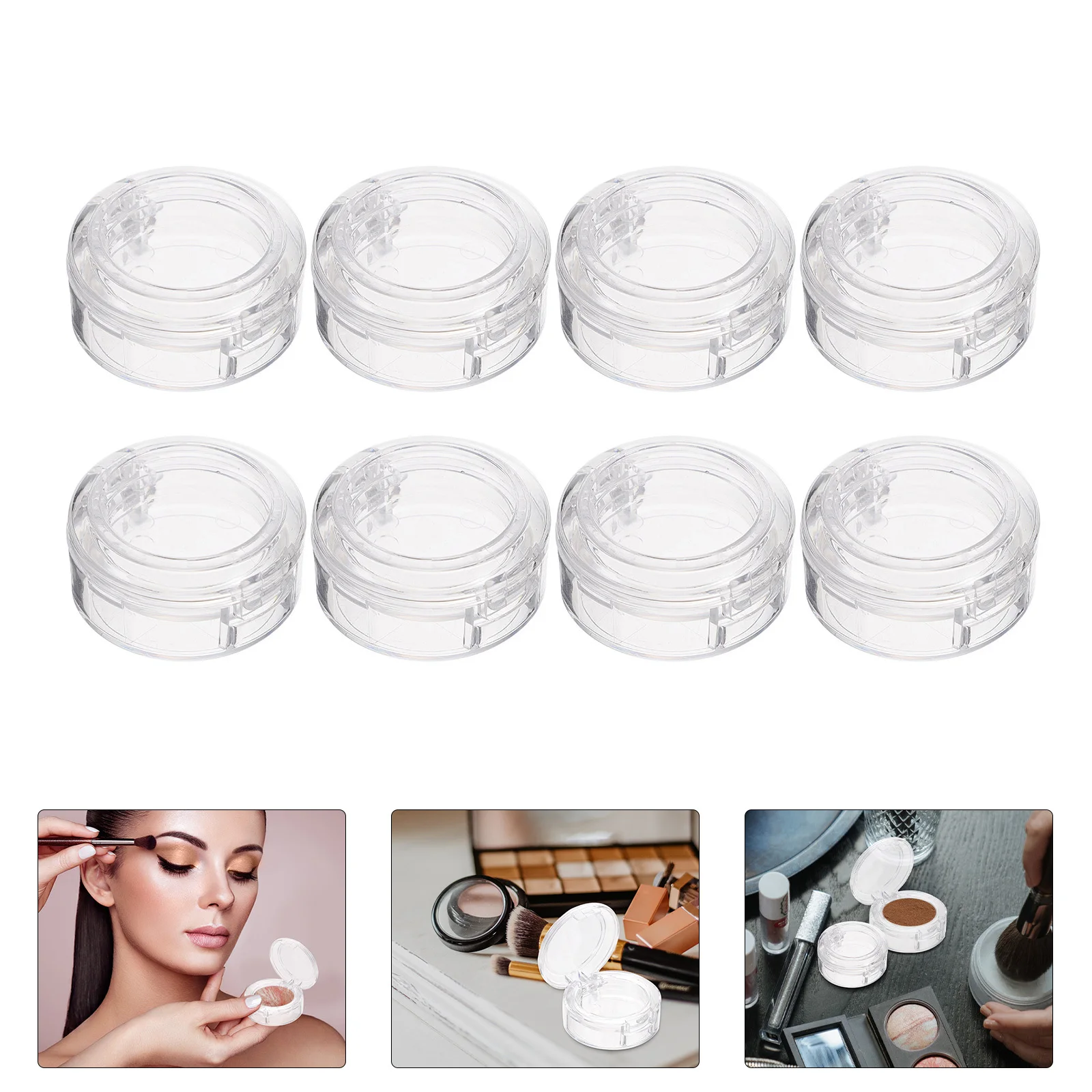 

8Pcs Single Eyeshadow Box Empty Replacement Case Compact Travel Makeup Organizer Storage Container for Blush Foundation Powder