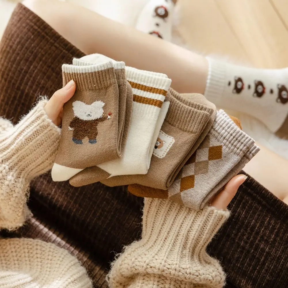 

Thick Hosiery Women Winter Socks Knitting Cotton Maillard Style Socks Warm Korean Style College Style Hosiery Outdoor