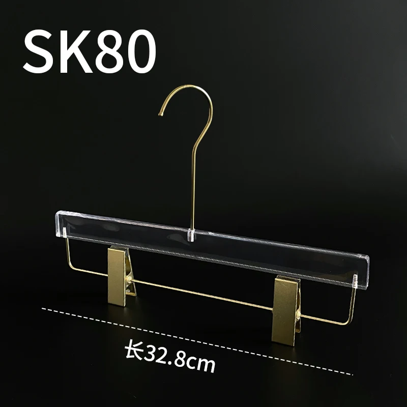 

2PCS Clear Clothes Hanger Pants Organizer Anti-slip Acrylic Trousers Hanger Skirt Clip Wardrobe Storage Space-saving Racks